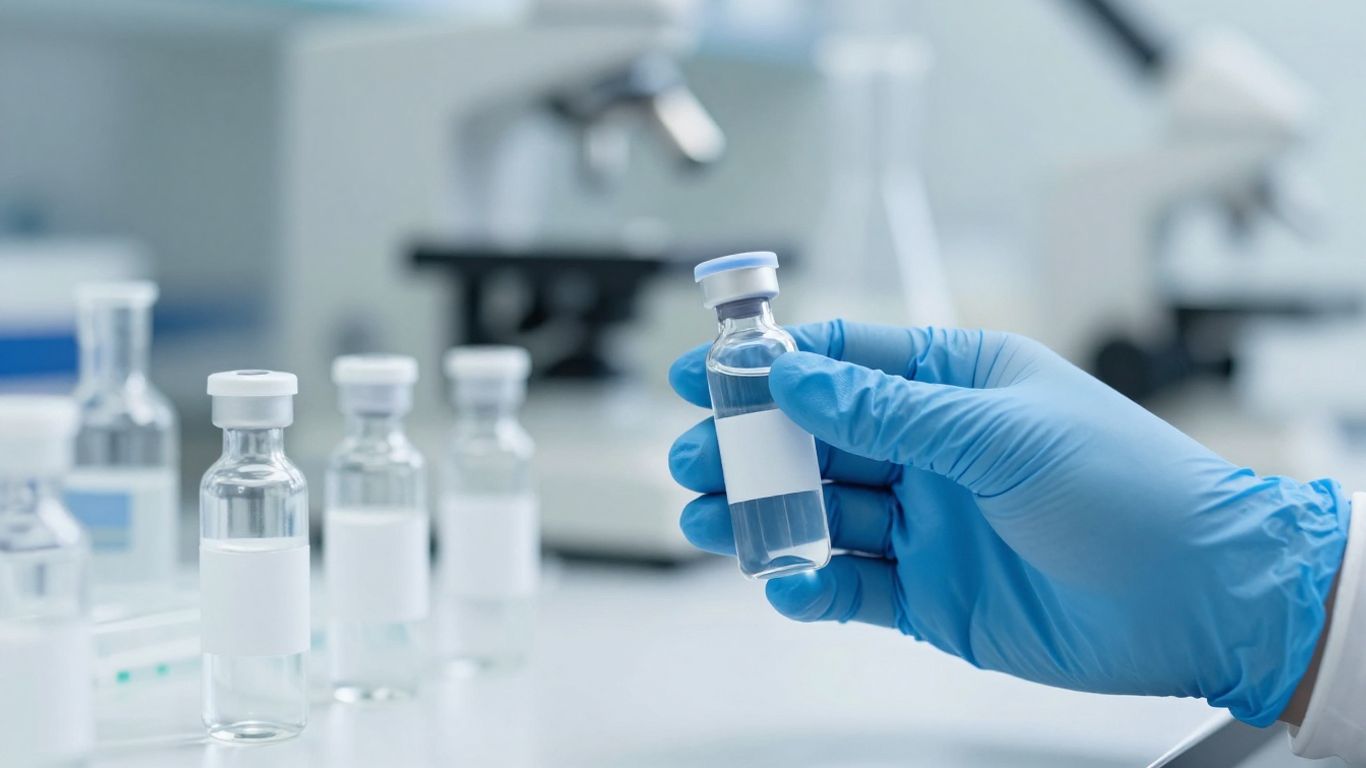 Retatrutide vials in a laboratory setting.