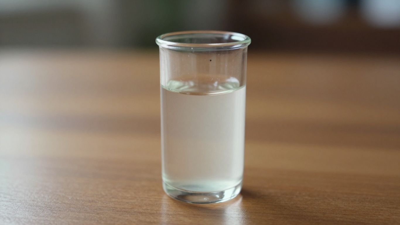 Vial of liquid on wooden surface