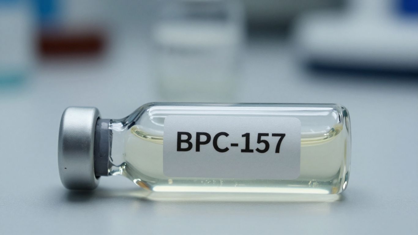 BPC-157 vial in a lab setting.