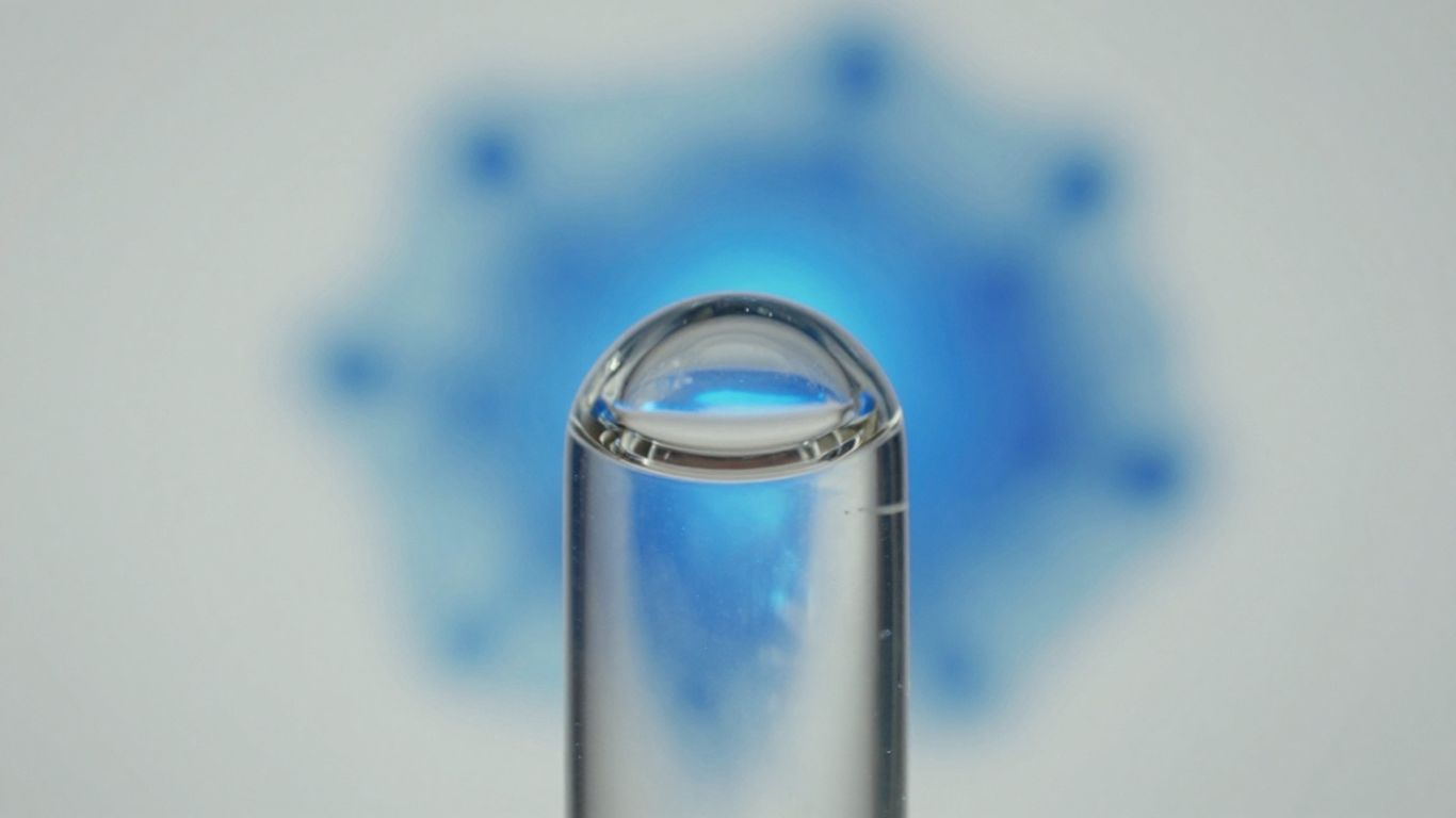 TB500 peptide vial with blue glow and cellular background.