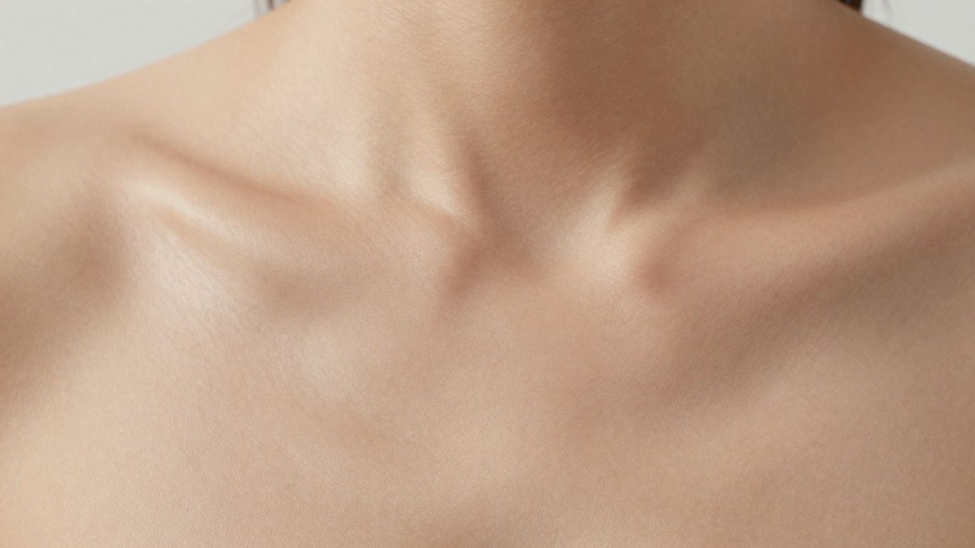 Close-up of tanned, healthy-looking skin.